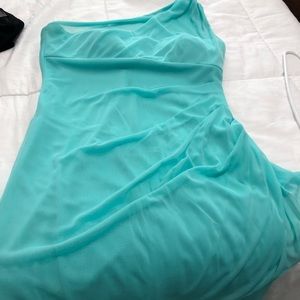 Aqua one shoulder dress